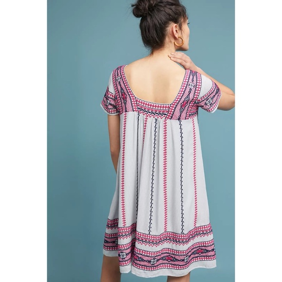 Anthropologie Pink and White Mini Dress - Picture 3 of 7